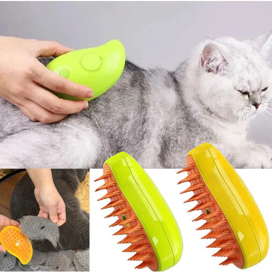 Escova 3 em 1 Para Gatos - Removedor de Pelos, Massagem Limpeza a Vapor | Escova Autolimpante para Pets